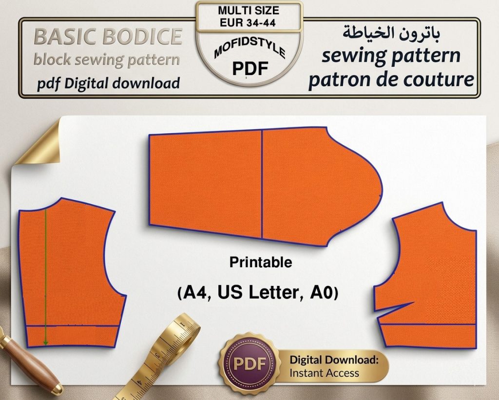 الصورة الحالية: باترون كورساج أساسي رقمي (مقاسات 34-44 EUR) جاهز للطباعة PDF